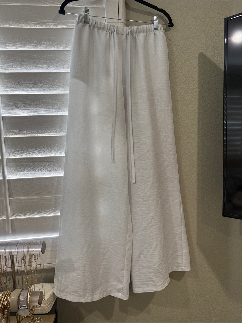 Wide Leg White Drawstring Pants